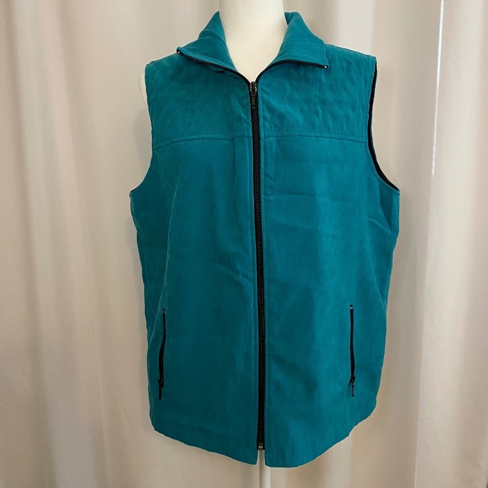 Allison Daly Vest-Teal-Quilted Top-Size 14